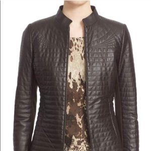 Lafayette 148 Quilted Lambskin Leather Jacket